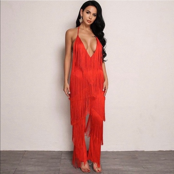 red tassel jumpsuit